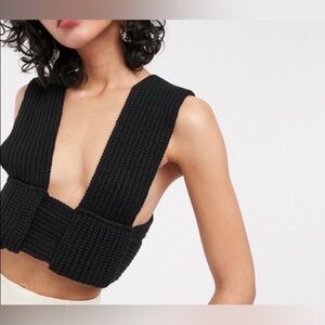Simonett Black Nani Tie-Back Knit Crop Top